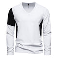 Herren Langarmshirt mit modernem V-Ausschnitt und kontrastierenden Ärmel-Paneelen