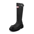 Damen Hohe Stiefel mit modischer Schnalle und komfortablem Plateau R&B