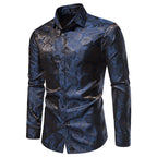 Herren Hemd mit floralen Prägungen und elegantem Glanz R&B
