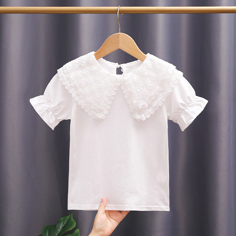 Mädchen Bluse mit romantischem Spitzenkragen und Rüschendetails R&B