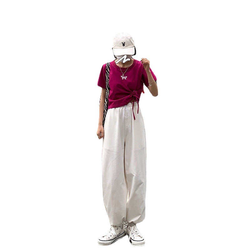 Damen lässiges cropped Oberteil mit modischem Knoten und sicheren Trägern