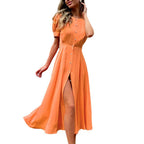 Damen Maxikleid mit Knopfdetail und seitlichem Schlitz R&B