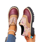 Damen Trendige Schnürschuhe mit floralem Muster und glänzenden Akzenten R&B