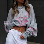 Damen grob gestrickter Oversized-Pullover mit einzigartiger Transparenzstruktur und modernen Akzenten R&B