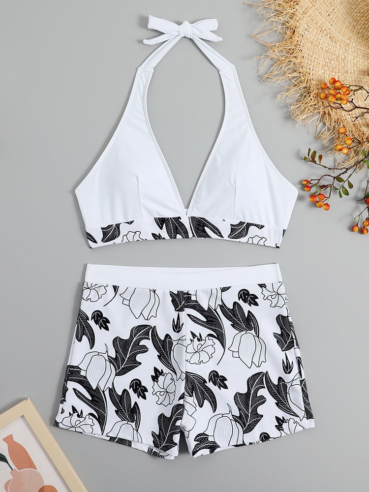 Damen Triangel-Bikini mit floralem Shorts-Design R&B