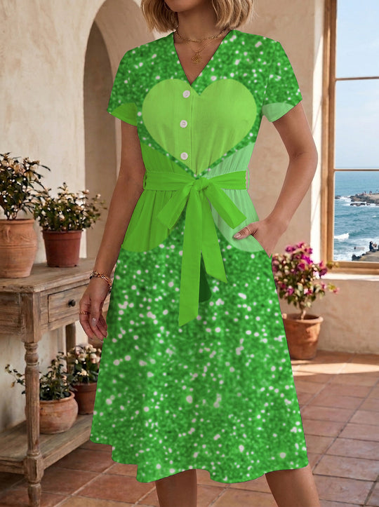 Damen Blühendes Midikleid mit taillierbarem Gürtel und kunstvollem Print R&B