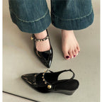 Damen Slingback-Pumps mit dekorativen Metallakzenten R&B