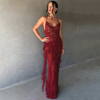 Damen Elegantes Abendkleid mit feiner Spitze und Rüschendetails R&B