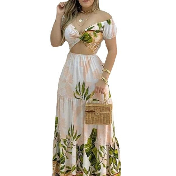 Damen Maxikleid mit tropischem Muster R&B