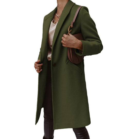 Damen Eleganter Langmantel mit schmalem Schnitt und tiefen Taschen R&B