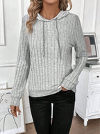 Damen Fleece Kapuzenpulli im Rippdesign R&B