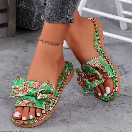 Damen komfortable und elegante Pantoletten mit floralem Muster R&B