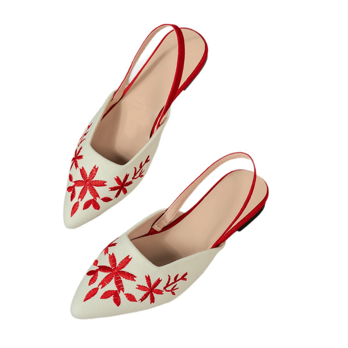 Damen Slingback-Ballerinas mit kunstvoller Stickerei und schickem spitzen Design R&B