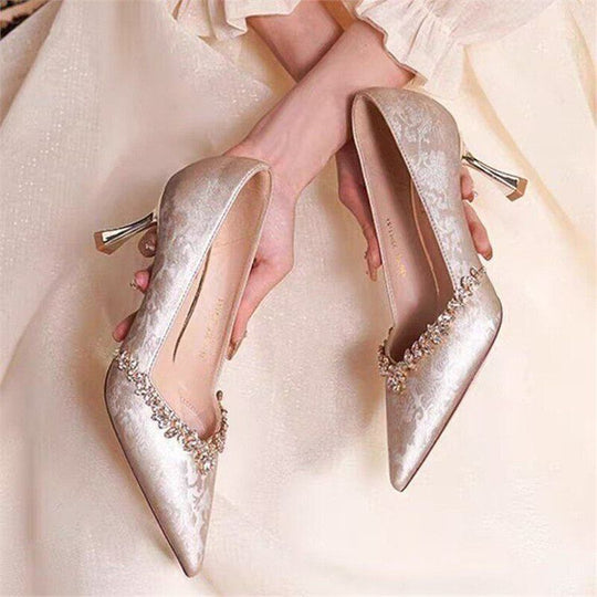Damen elegante spitze Pumps mit funkelnden Strassakzenten R&B