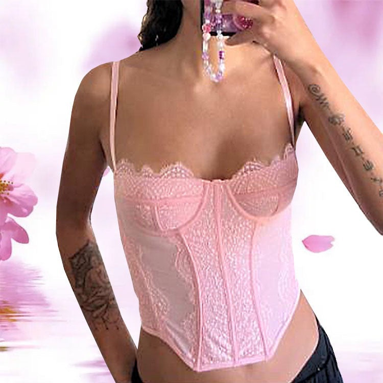 Damen Spitzen-Corsage mit verstellbaren Trägern und formendem Schnitt R&B
