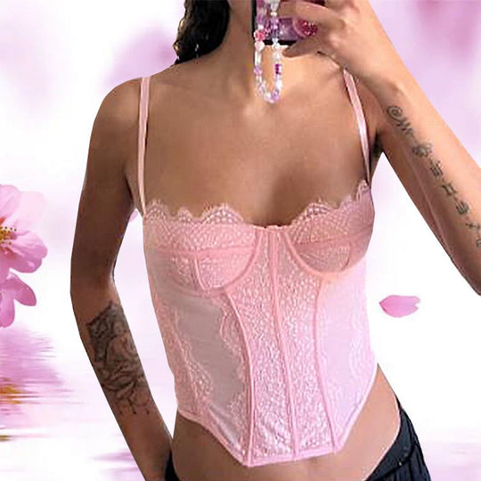 Damen Spitzen-Corsage mit verstellbaren Trägern und formendem Schnitt R&B
