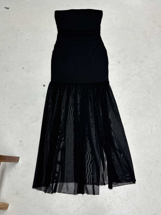 Damen Maxikleid mit elegantem Rüschensaum und figurbetontem Oberteil R&B
