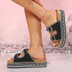 Damen Komfortable Zehentrenner-Sandalen mit Glitzer-Applikation und verstellbaren Riemchen R&B