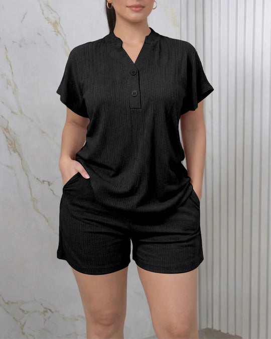 Damen Freizeit-Jumpsuit mit Knopfleiste und seitlichen Taschen R&B