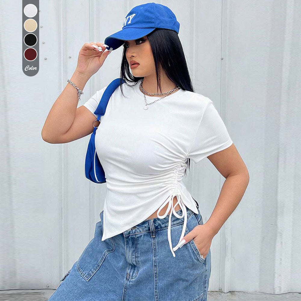 Damen T-Shirt mit seitlichen Riemen und asymmetrischem Schnitt R&B