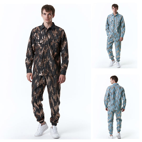 Herren Designer-Jogginganzug mit glitzerndem Muster R&B