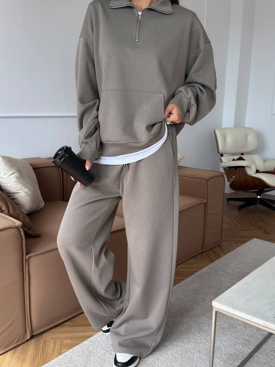 R&B | Halbhals Pullover Sweatshirt und Weit Geschnittene Hose Zweiteiler Anzug