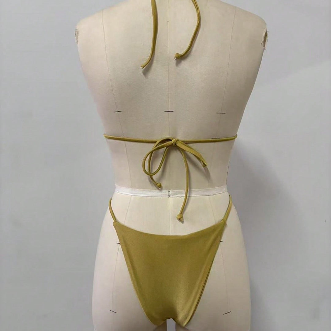 Damen Triangel-Bikini-Set mit modischen Metallringen R&B