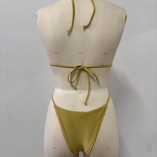 Damen Triangel-Bikini-Set mit modischen Metallringen R&B