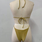 Damen Triangel-Bikini-Set mit modischen Metallringen R&B