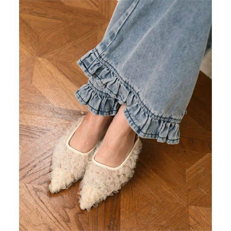 Damen elegante Mules mit rüschendem Design R&B