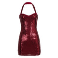 Damen Glitzerndes Abendkleid mit schmalem Schnitt und Neckholder-Träger R&B