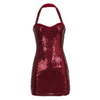Damen Glitzerndes Abendkleid mit schmalem Schnitt und Neckholder-Träger R&B