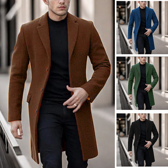 Herren eleganter Wollmantel mit schmalem Schnitt R&B
