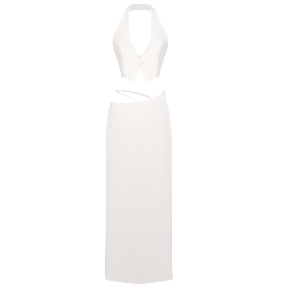Damen Elegantes Crop-Top mit Maxirock R&B