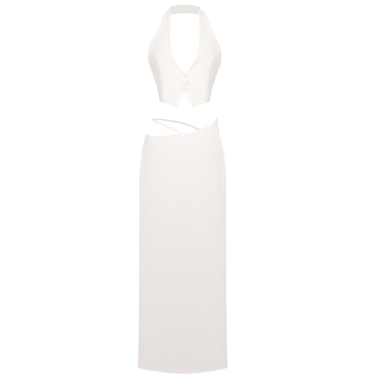 Damen Elegantes Crop-Top mit Maxirock R&B