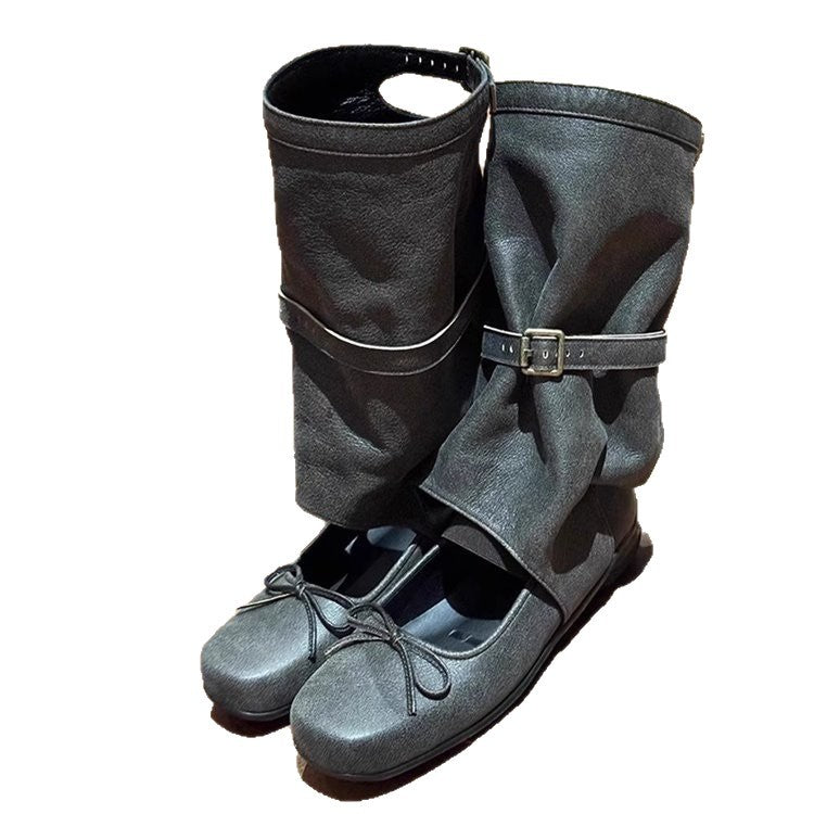 Damen modische kniehohe Stiefel mit flexiblem Schnürdesign und zeitgemäßen Akzenten R&B