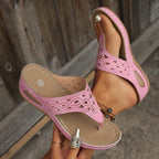 Damen Komfortable Zehentrenner-Sandalen mit floralem Schnitt R&B