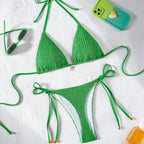 Damen Triangel-Bikini mit strukturierter Textur und verstellbaren Trägern R&B