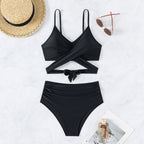 Damen Bikini-Set mit modischem Wickelelement und hoch geschnittener Bikini-Hose R&B