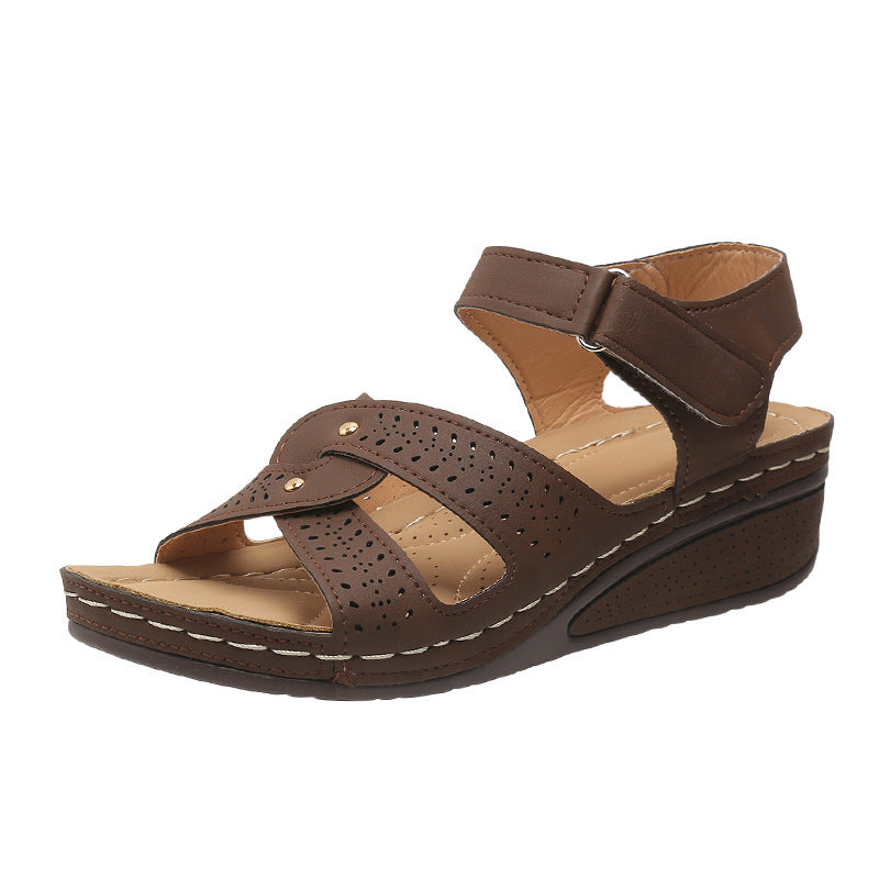 Damen Bequeme Riemchen-Sandalen mit verstellbarem Klettverschluss und anatomischem Fußbett R&B