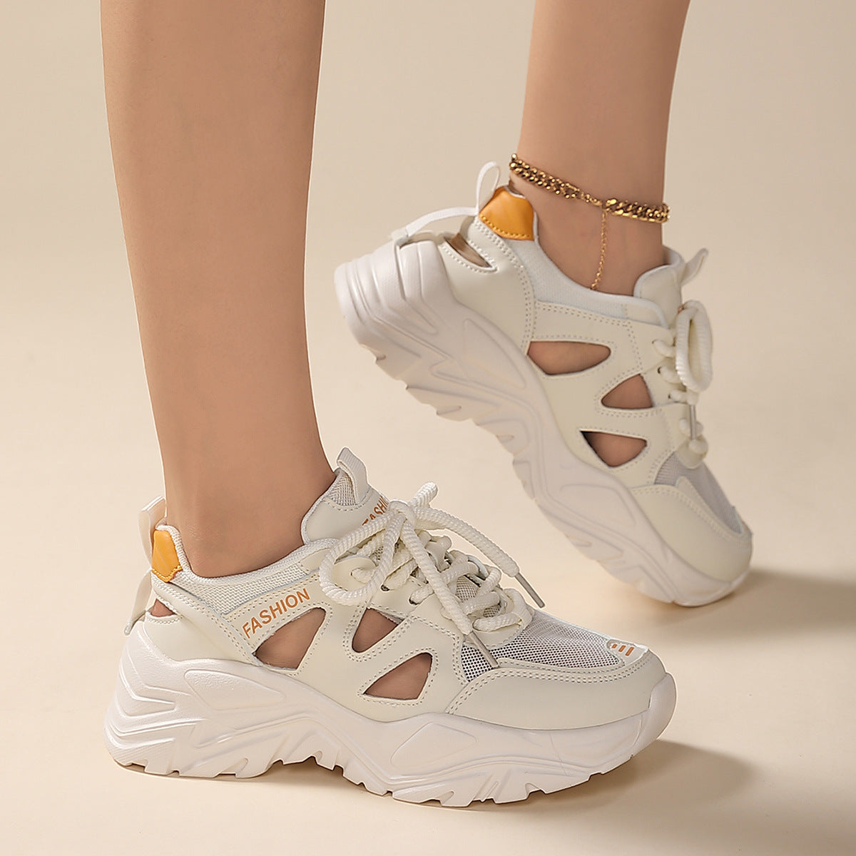 Damen Sportliche Chunky Sneaker mit atmungsaktivem Mesh-Obermaterial und rutschfester Sohle