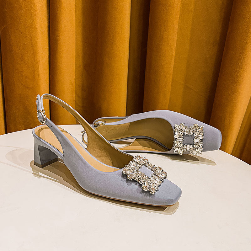 Damen Slingback-Pumps mit funkelndem Schmuckdetail R&B