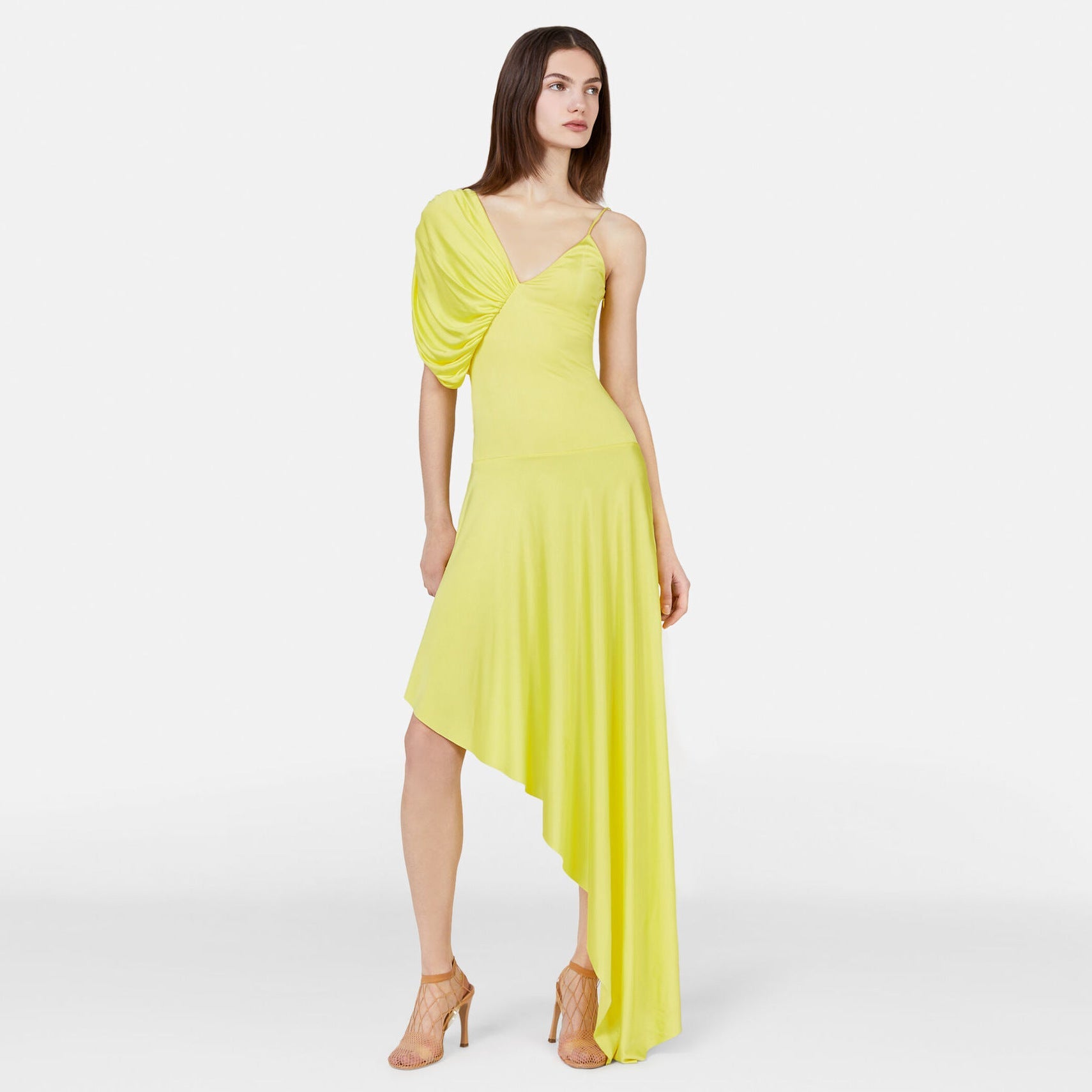 Damen asymmetrischer Einteiler Badeanzug mit voluminösen Puffärmeln R&B