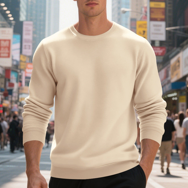 Herren lässiger Rundhals-Sweatshirt aus hochwertigem Baumwollmix mit strukturiertem Material R&B