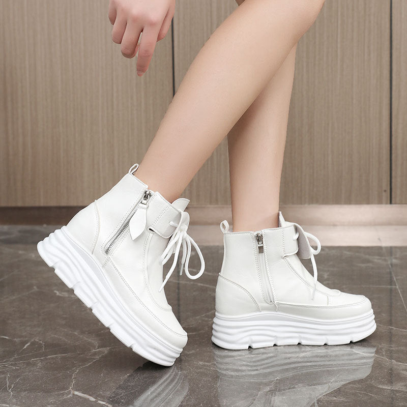 Damen Hohe Plateausneaker mit seitlichem Reißverschluss und komfortablem Innenfutter R&B