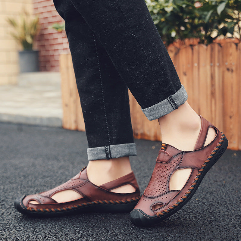 Herren Atmungsaktive Leder Freizeitschuhe mit rutschfester Sohle R&B