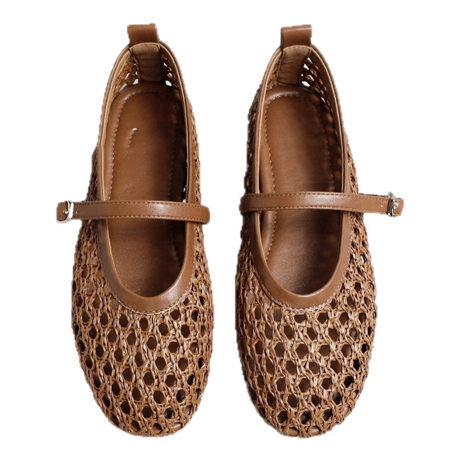 Damen elegante Ballerinas mit luftiger WR&Bstruktur und zierlichem Riemchen R&B