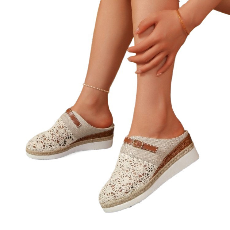 Damen Komfortable und elegante Clogs mit luftiger Häkelstruktur R&B