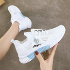 Damen atmungsaktive Freizeitsneaker mit strickartiger Oberflächenstruktur und stabiler Sohle R&B