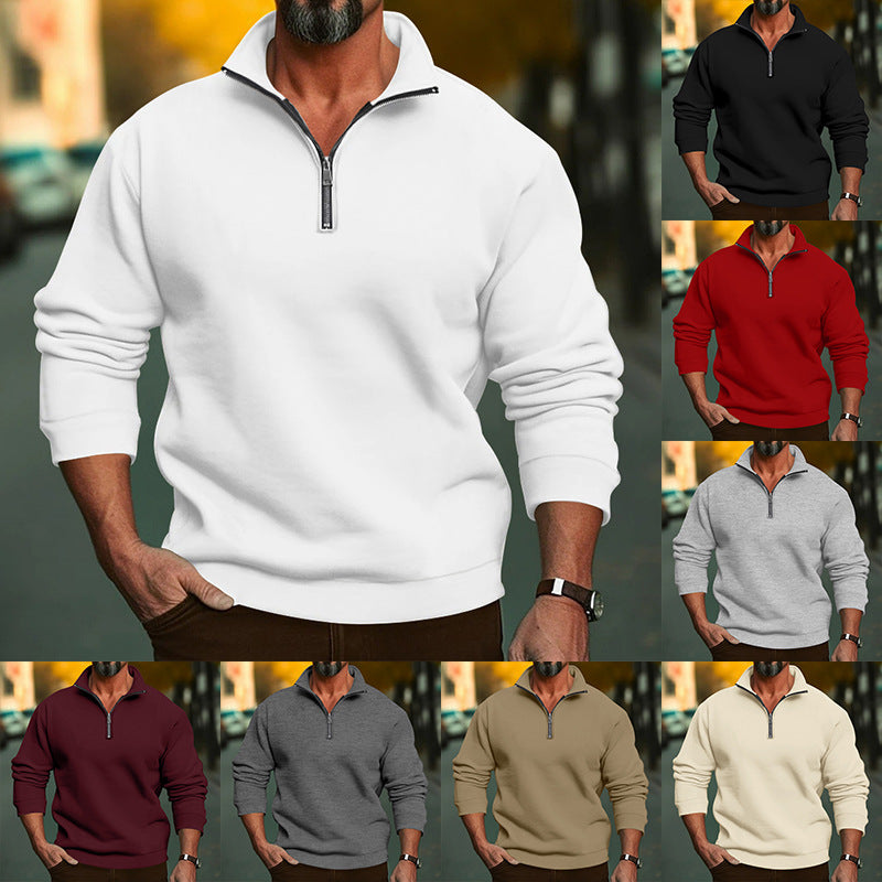 Herren Sweatshirt mit halblangem Reißverschluss und weichem Innenfutter R&B